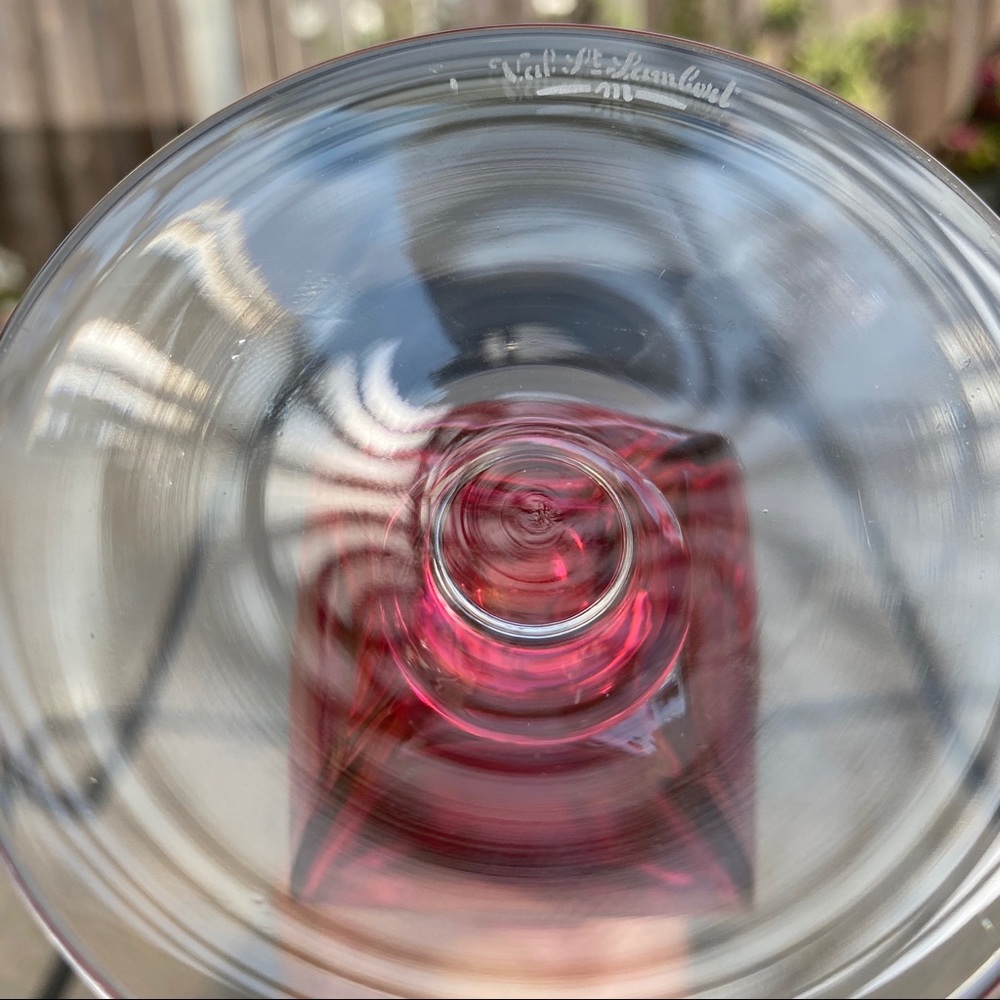 Val St Lambert • Signed Vintage Cranberry Bud Vase - Picture 7 of 12